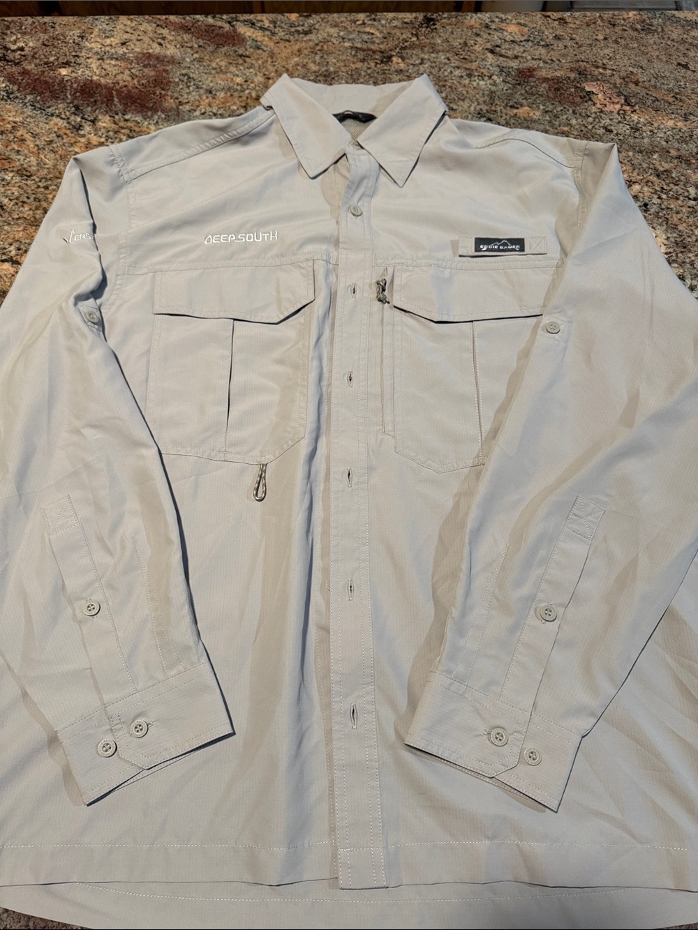 Eddie Bauer  Men's Long Sleeve Fishing Shirt - Light Tan